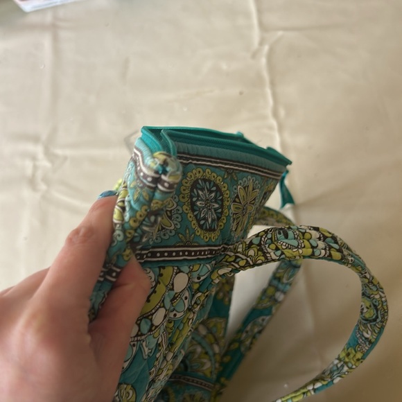 Vera Bradley Peacock Green Blue Zipper Tote Bag - Picture 7 of 7